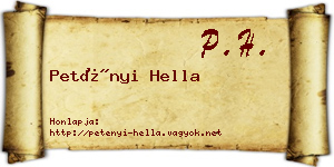 Petényi Hella névjegykártya
